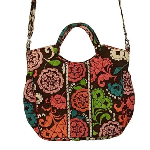 Vera Bradley Crossbody Purse Lola Handbag Brown Pink Green Blue Retired 2013 - Picture 2 of 10